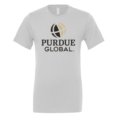  Bella + Canvas White Jersey Cotton T Shirt - Purdue Global Primary Mark - Vertical