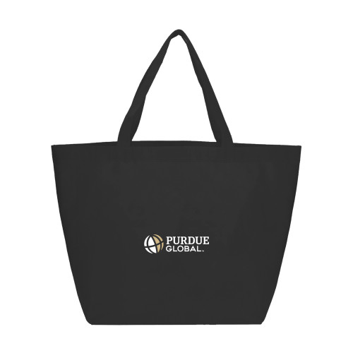  Yaya Non Woven Black Shopper Tote - Purdue Global Primary Mark - Horizontal
