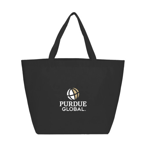  Yaya Non Woven Black Shopper Tote - Purdue Global Primary Mark - Vertical