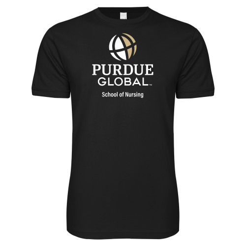  Next Level Black SoftStyle T Shirt - Purdue Global - School of Nursing Stacked