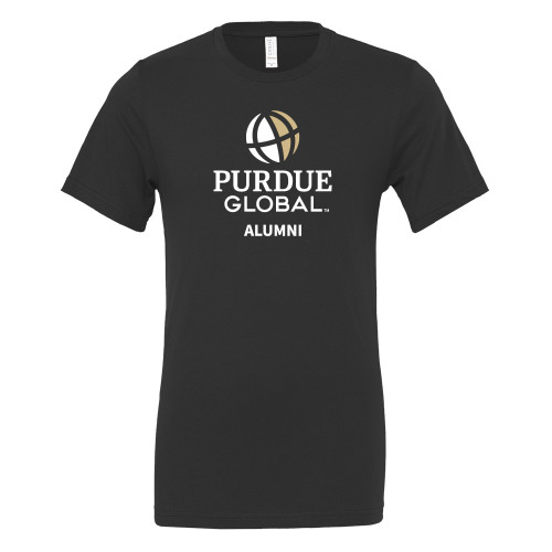  Bella + Canvas Black Jersey Cotton T Shirt - Purdue Global Alumni Vertical