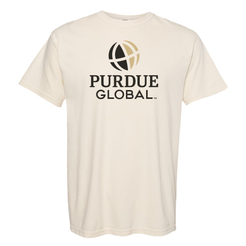  Comfort Colors Ivory T Shirt - Purdue Global Primary Mark - Vertical