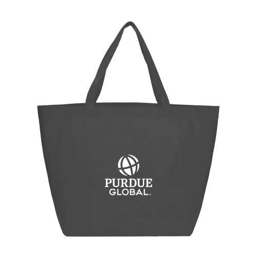  Yaya Non Woven Grey Shopper Tote - Purdue Global Primary Mark - Vertical