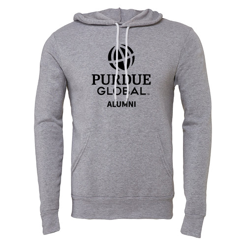  Bella + Canvas Heather Grey Fleece Hood - Purdue Global Alumni Vertical