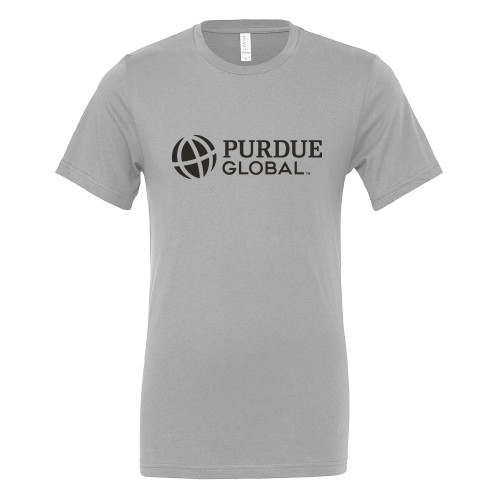  Bella + Canvas Ash Grey Jersey Cotton T Shirt - Purdue Global Primary Mark - Horizontal