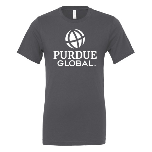  Bella + Canvas Asphalt Jersey Cotton T Shirt - Purdue Global Primary Mark - Vertical