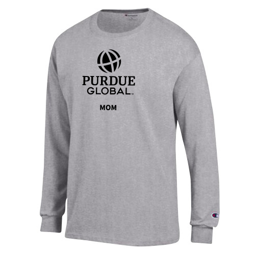  Champion Oxford Grey Long Sleeve T Shirt - Purdue Global Mom - Vertical