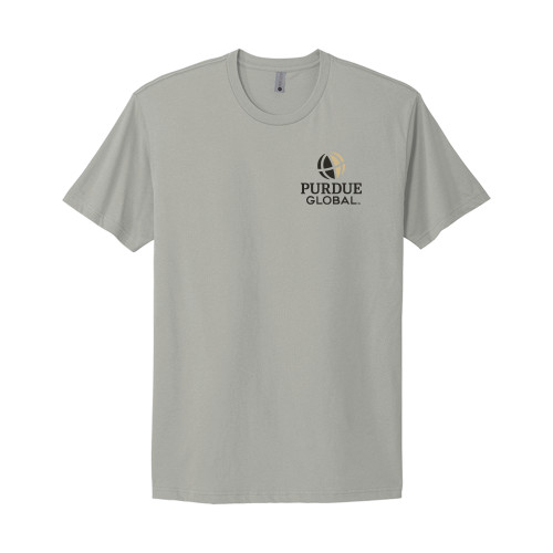  Next Level Unisex Light Grey Cotton Tee - Purdue Global Primary Mark - Vertical