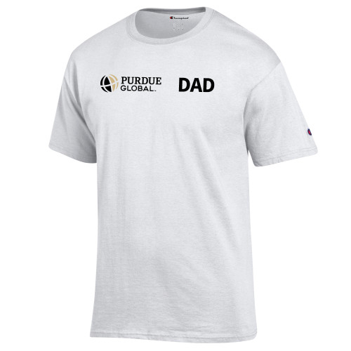  Champion White T Shirt - Purdue Global Dad - Horizontal