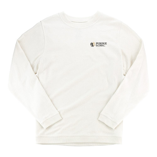  Boxercraft Womens Cream Corded Crew - Purdue Global Primary Mark - Horizontal
