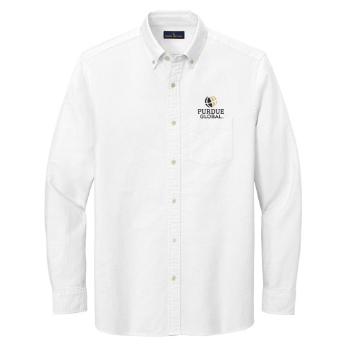  Brooks Brothers Mens White Casual Oxford Cloth Shirt - Purdue Global Primary Mark - Vertical
