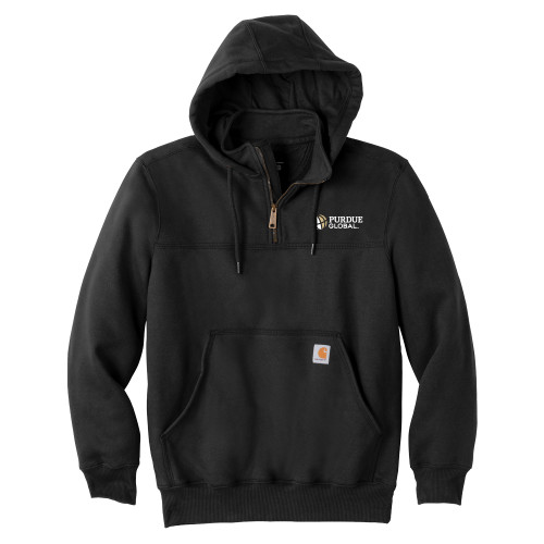  Carhartt Black Rain Defender Paxton Hooded Zip Sweatshirt - Purdue Global Primary Mark - Horizontal