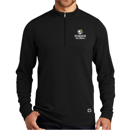  OGIO Black Luuma 1/2 Zip Fleece - Purdue Global Primary Mark - Vertical