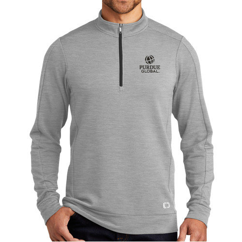  OGIO Grey Heather Luuma 1/2 Zip Fleece - Purdue Global Primary Mark - Vertical