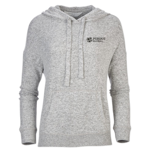  Boxercraft Womens Oxford Grey Heather Cuddle Soft Hoodie - Purdue Global Primary Mark - Horizontal