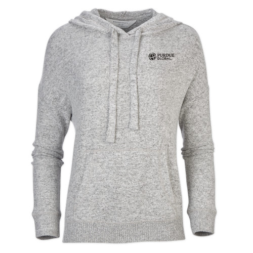  Boxercraft Womens Oxford Grey Heather Cuddle Soft Hoodie - Purdue Global Primary Mark - Horizontal
