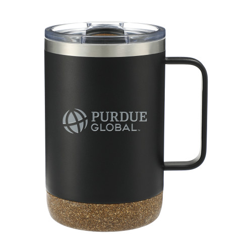  Valhalla Vacuum Insulated Camp Black Mug 14oz - Purdue Global Primary Mark - Horizontal Engraved