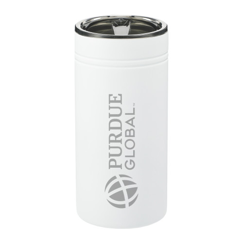  Sherpa Vacuum White Tumbler & Insulator 12oz - Purdue Global Primary Mark - Horizontal Engraved