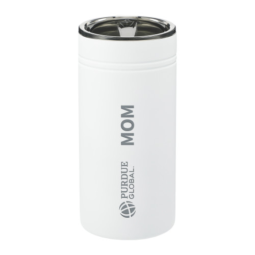  Sherpa Vacuum White Tumbler & Insulator 12oz - Purdue Global Mom - Horizontal Engraved