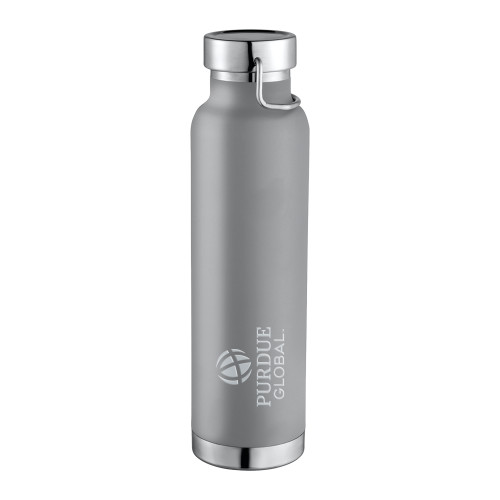  Thor Copper Vacuum Insulated Grey Bottle 22oz - Purdue Global Primary Mark - Vertical Engraved