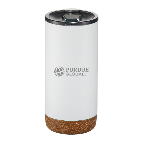  Valhalla Vacuum Insulated White Tumbler 16oz - Purdue Global Primary Mark - Horizontal Engraved