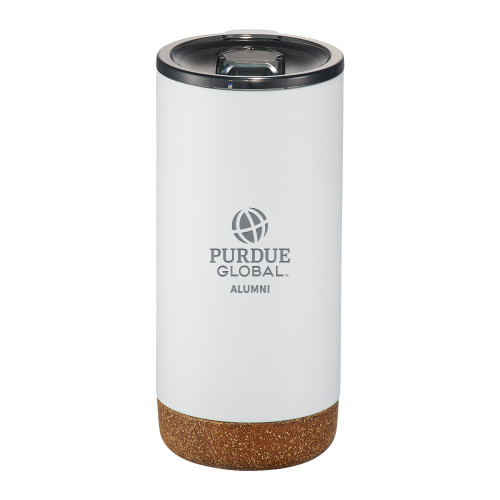 Valhalla Vacuum Insulated White Tumbler 16oz - Purdue Global Alumni - Vertical Engraved