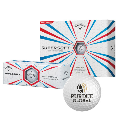  Callaway Supersoft Golf Balls 12/pkg - Purdue Global Primary Mark - Vertical