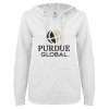 Thumbnail image for  ENZA Womens White V Notch Raw Edge Fleece Hoodie