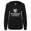 Thumbnail image for  ENZA Womens Black V Notch Raw Edge Fleece Hoodie