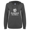 Thumbnail image for  ENZA Womens Dark Heather V Notch Raw Edge Fleece Hoodie