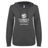 Thumbnail image for  ENZA Womens Dark Heather V Notch Raw Edge Fleece Hoodie