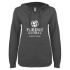 Thumbnail image for  ENZA Womens Dark Heather V Notch Raw Edge Fleece Hoodie
