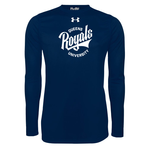  Under Armour Navy Long Sleeve Tech Tee - UA - Royals Queens University Wordmark