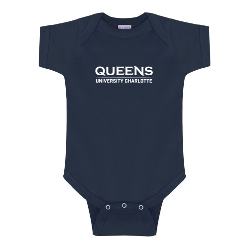  Navy Infant Onesie - Queens University Charlotte Athletic Wordmark