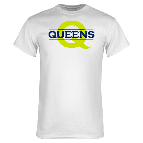  White T Shirt - Queens Neon Q Wordmark