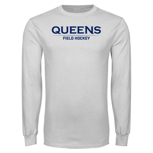  White Long Sleeve T Shirt - Queens -  Field Hockey