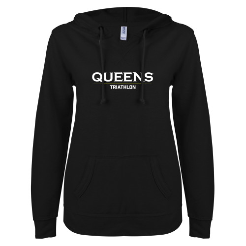  ENZA Womens Black V Notch Raw Edge Fleece Hoodie - Queens -  Triathlon