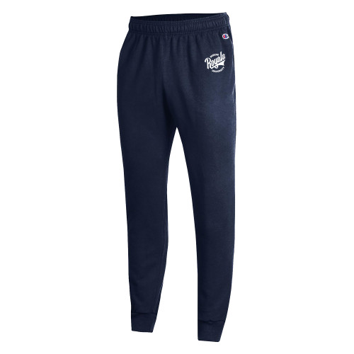  Champion Navy Powerblend Fleece Jogger - Royals Queens University Wordmark