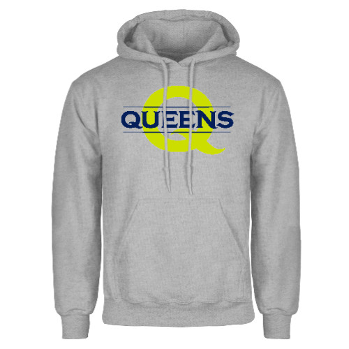  Grey Fleece Hoodie - Queens Neon Q Wordmark