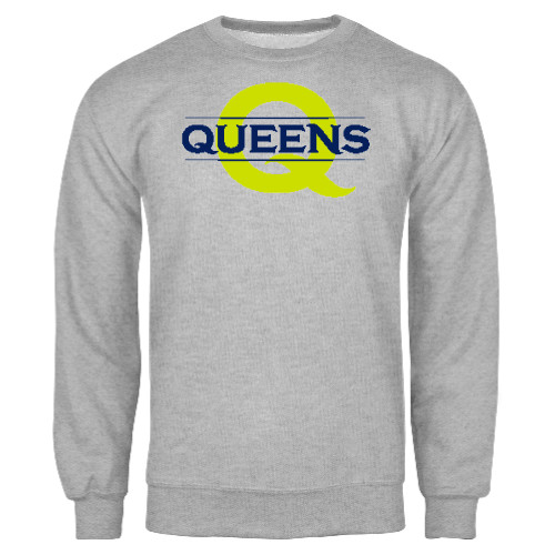  Grey Fleece Crew - Queens Neon Q Wordmark