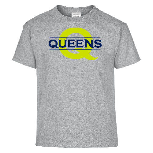  Youth Grey T Shirt - Queens Neon Q Wordmark