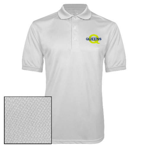  White Dry Mesh Polo - Queens Neon Q Wordmark