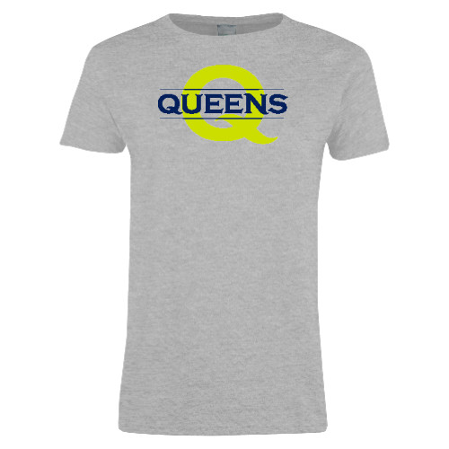  Womens Grey Short Sleeve Tee - Queens Neon Q Wordmark