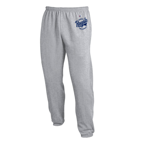  Champion Heather Grey Banded Bottom Sweatpants - Royals Queens University Wordmark