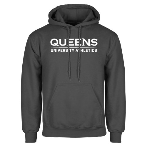  Charcoal Fleece Hoodie - Queens University Athletics Wordmark