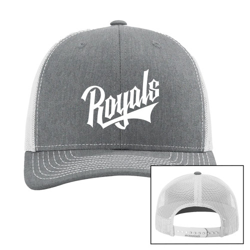  Richardson Heather Grey/Light Grey Trucker Hat - Royals Wordmark