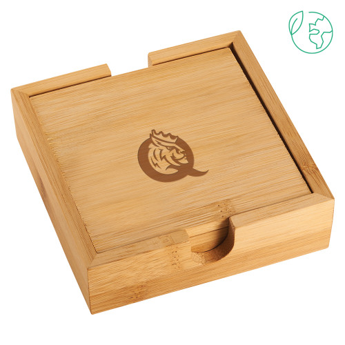  Bamboo Coaster Set - Queens Athletic Mark Engraved