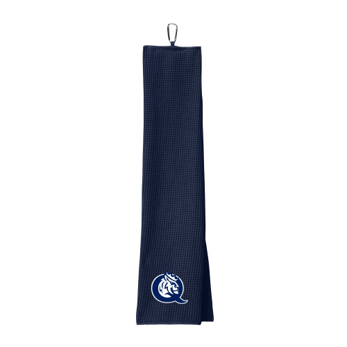  Navy Waffle Microfiber Golf Towel - Queens Athletic Mark