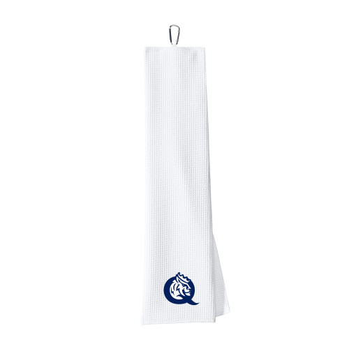  White Waffle Microfiber Golf Towel - Queens Athletic Mark