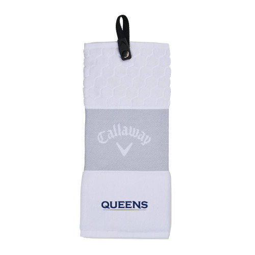  Callaway White Trifold Towel - Queens Athletic Wordmark